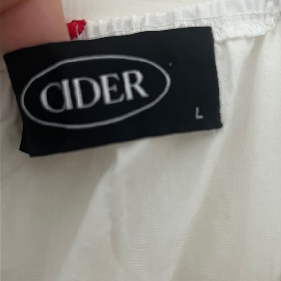 Cider Cherry Embroidery Mini Dress Women's Large Puff Sleeves Twee Cottagecore - Picture 5 of 8